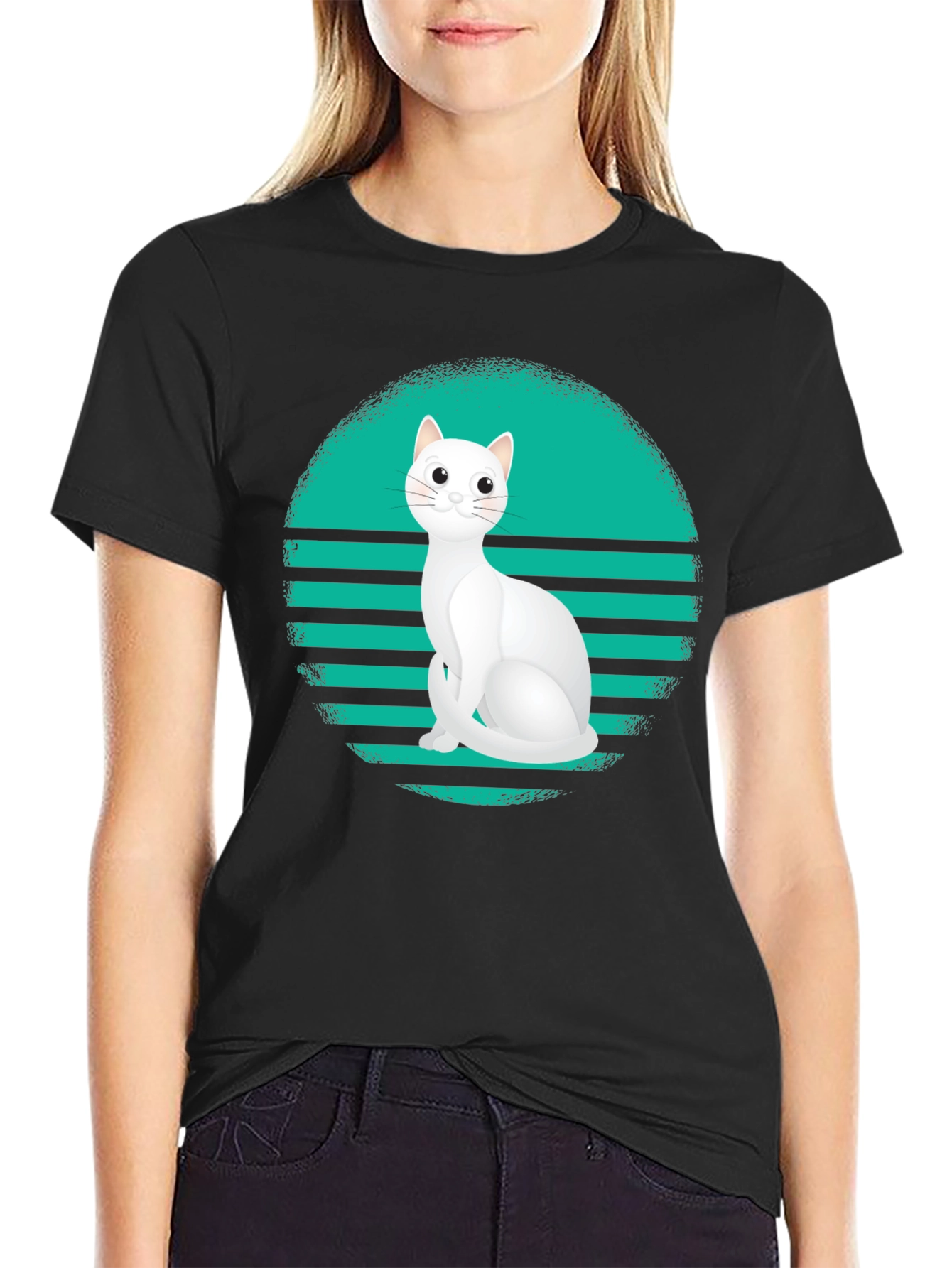 Cool Cat Retro T-Shirt - Black