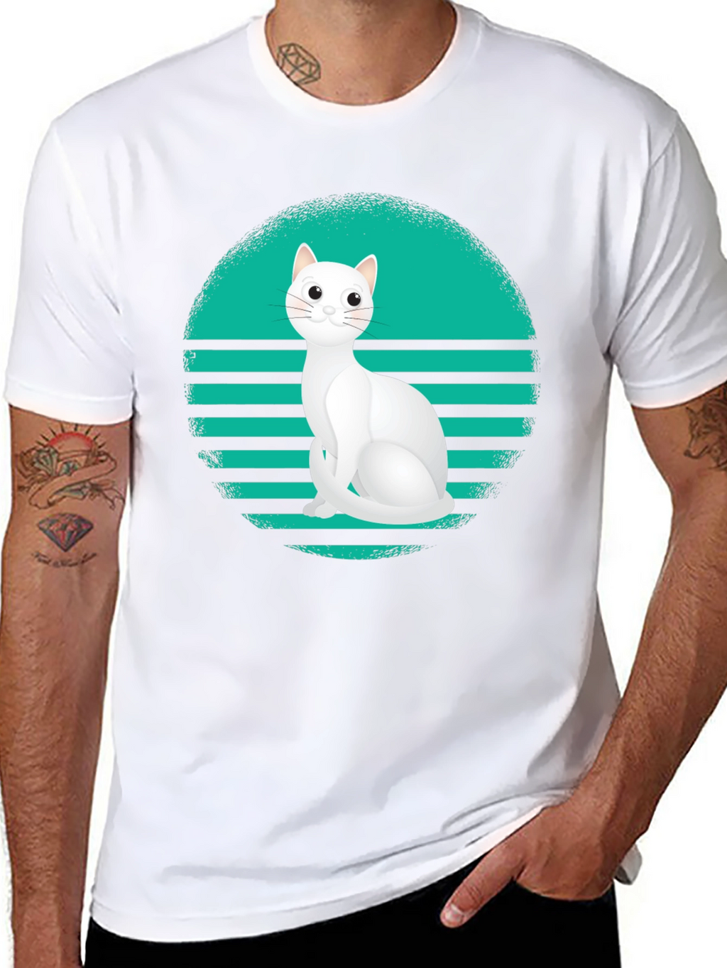 Cool Cat Retro T-Shirt - Black