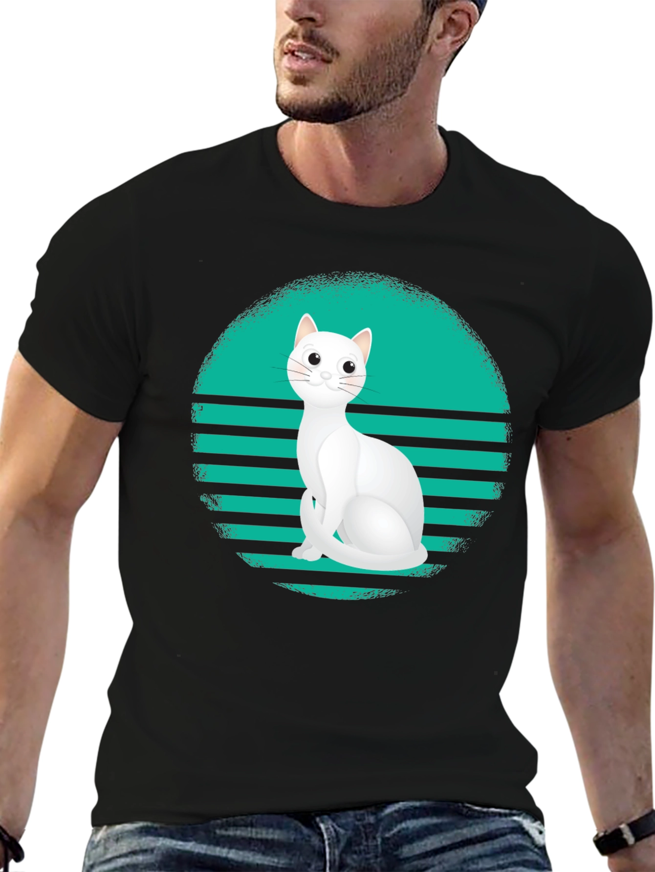 Cool Cat Retro T-Shirt - Black
