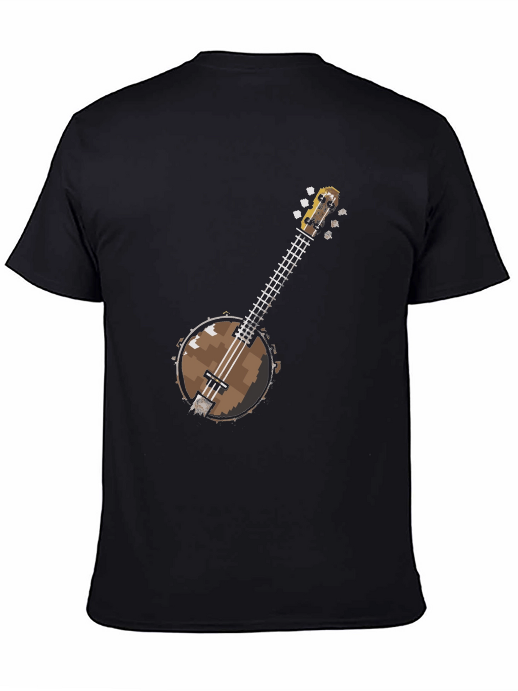Pixel Banjo Graphic T-Shirt - Black Cotton Tee