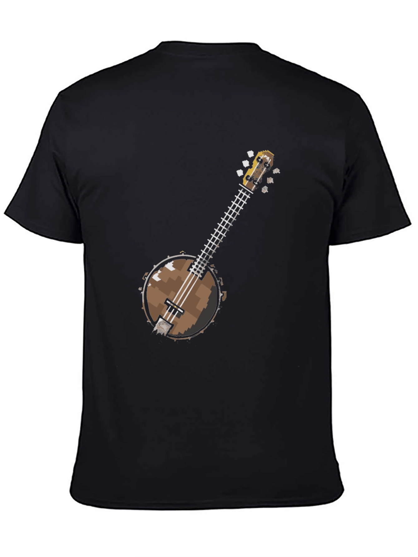 Pixel Banjo Graphic T-Shirt - Black Cotton Tee