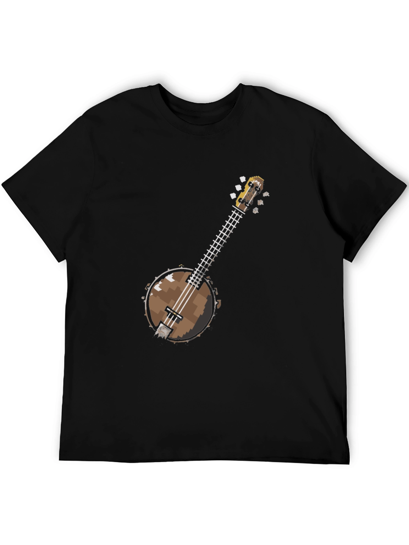 Pixel Banjo Graphic T-Shirt - Black Cotton Tee
