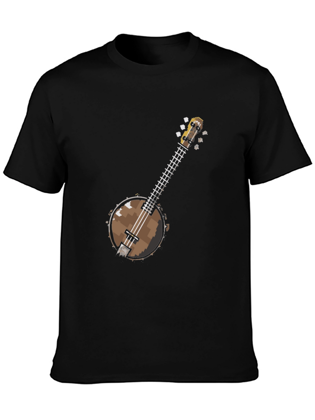 Pixel Banjo Graphic T-Shirt - Black Cotton Tee