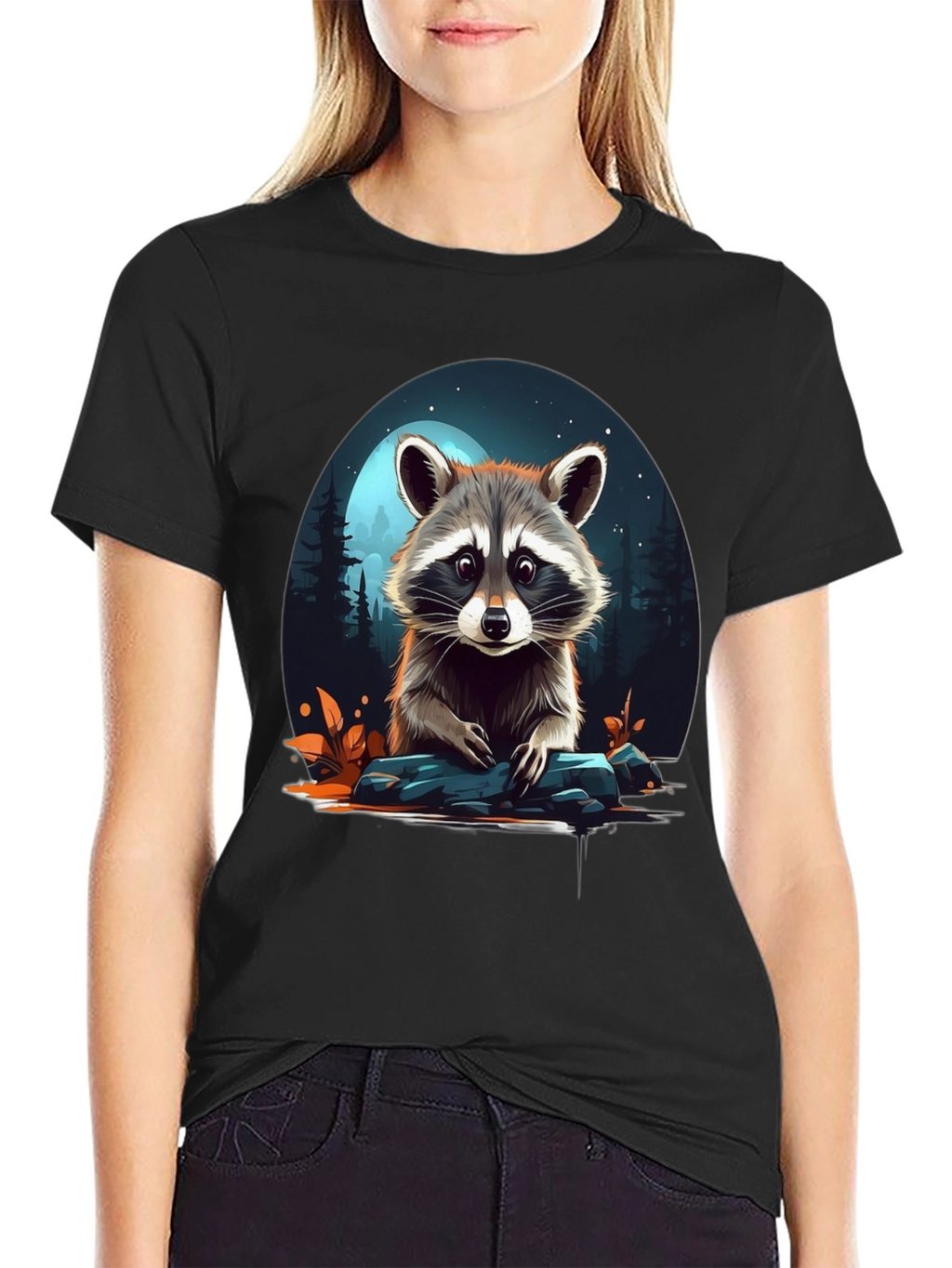 Raccoon Graphic Tee - Midnight Moon Design