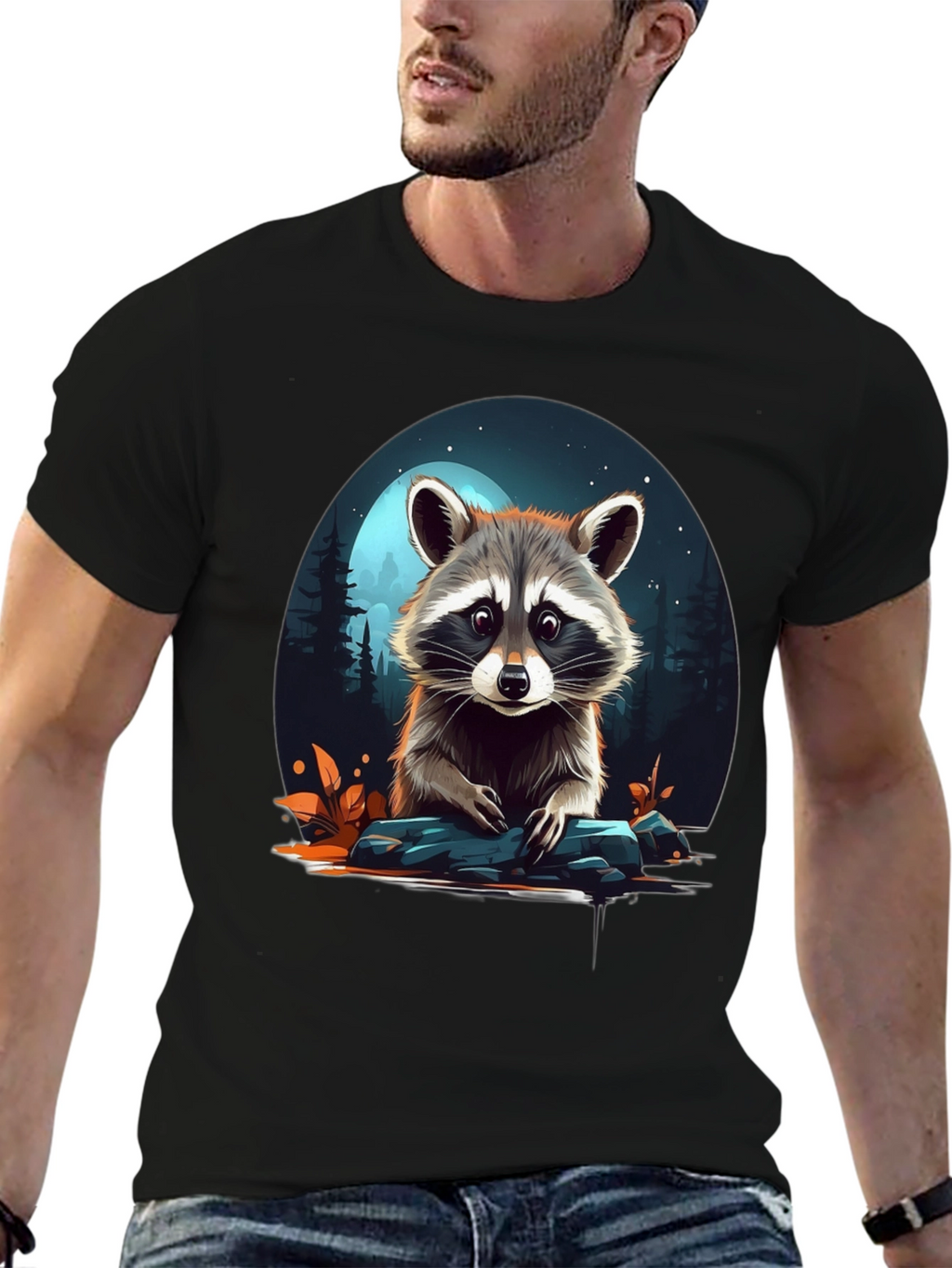 Raccoon Graphic Tee - Midnight Moon Design