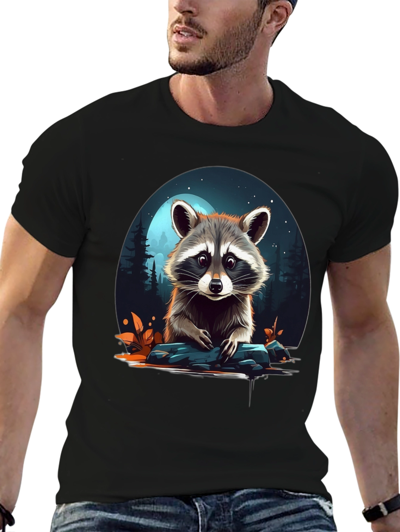 Raccoon Graphic Tee - Midnight Moon Design