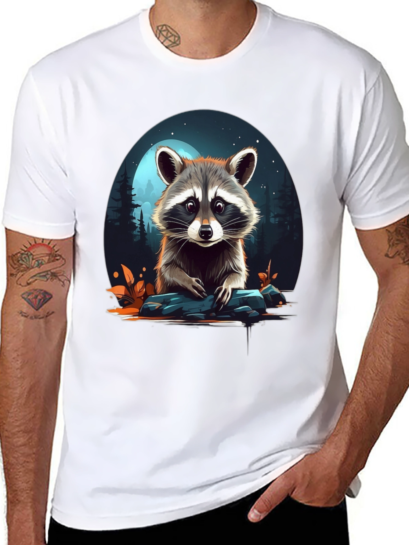 Raccoon Graphic Tee - Midnight Moon Design