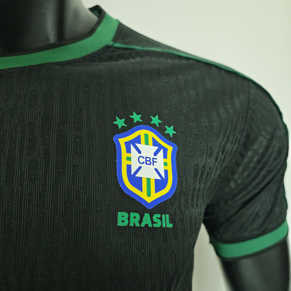 1998 Brazil Black Retro Player Version Soccer Jersey 球员版 Item NO.: 2137616 Detail 2