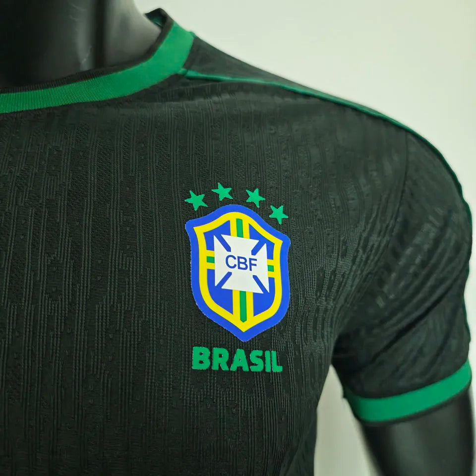 1998 Brazil Black Retro Player Version Soccer Jersey 球员版 Detail 2
