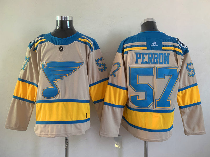 Men's St. Louis Blues David Perron #57 Cream Breakaway Player Jerseys