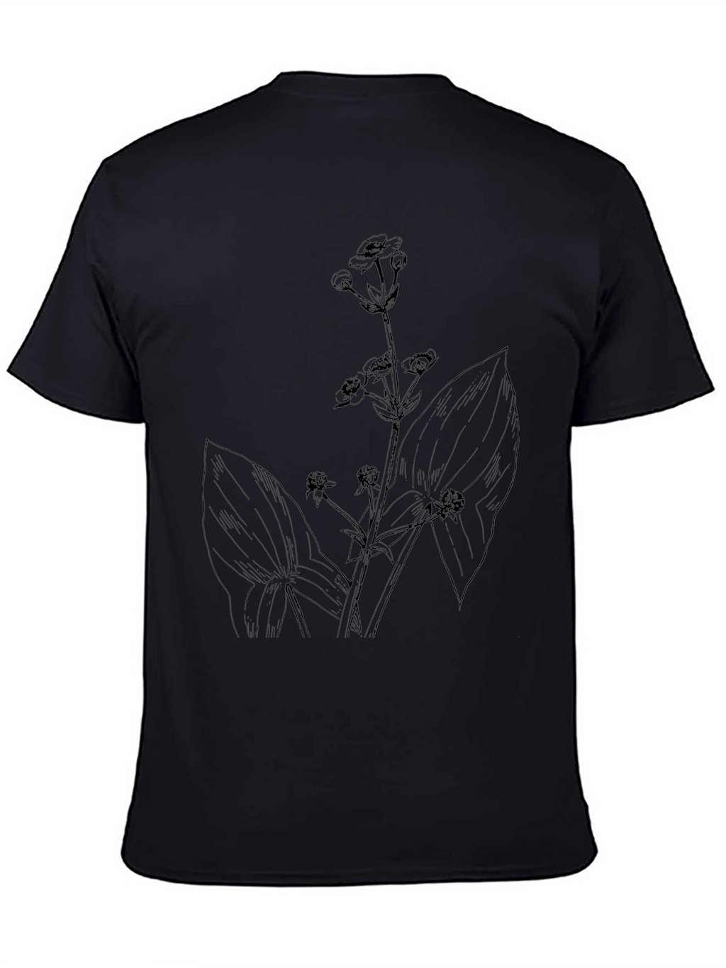 Botanical Print Black T-Shirt for Men