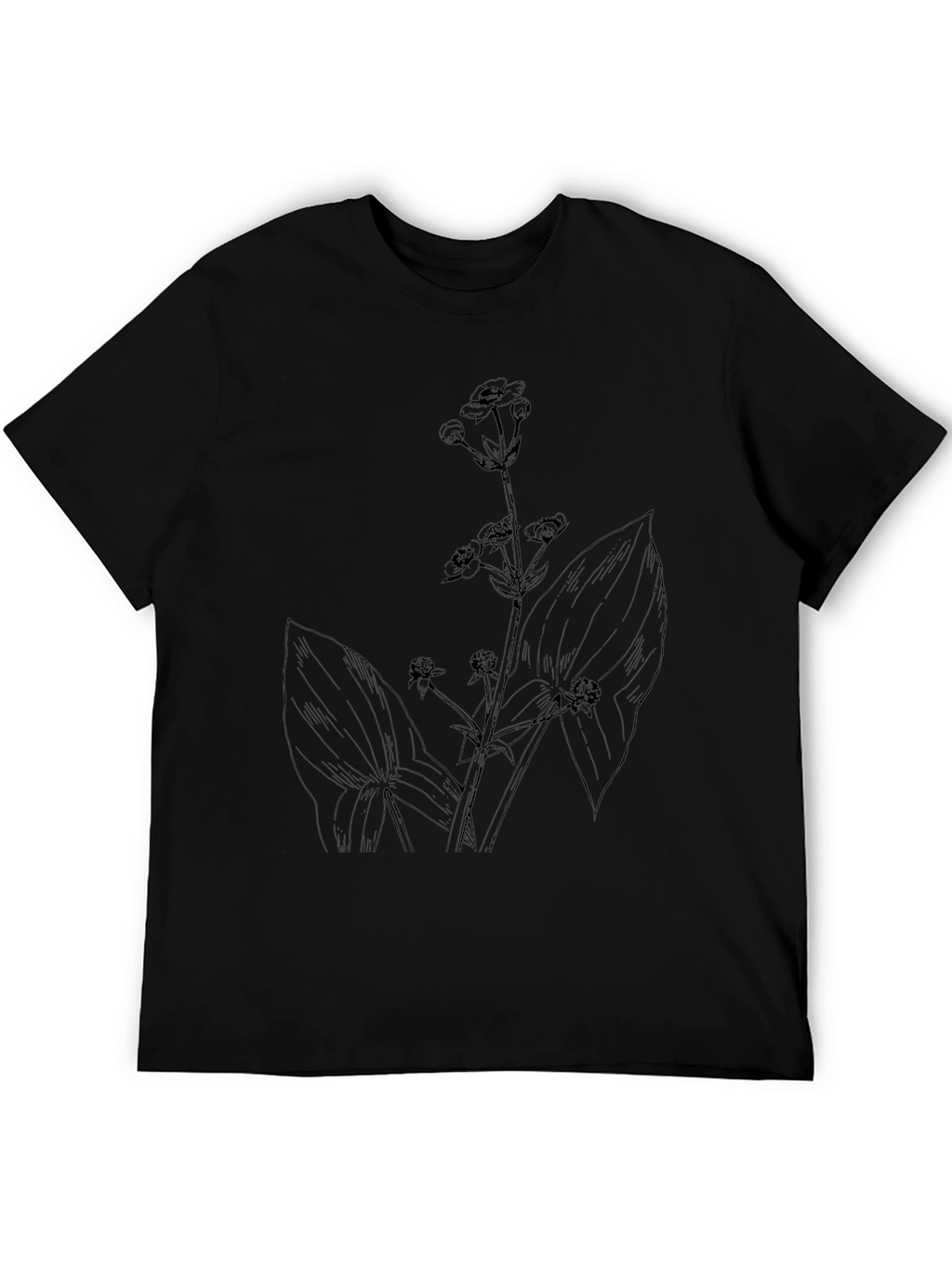 Botanical Print Black T-Shirt for Men