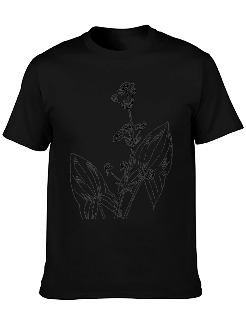 Botanical Print Black T-Shirt for Men