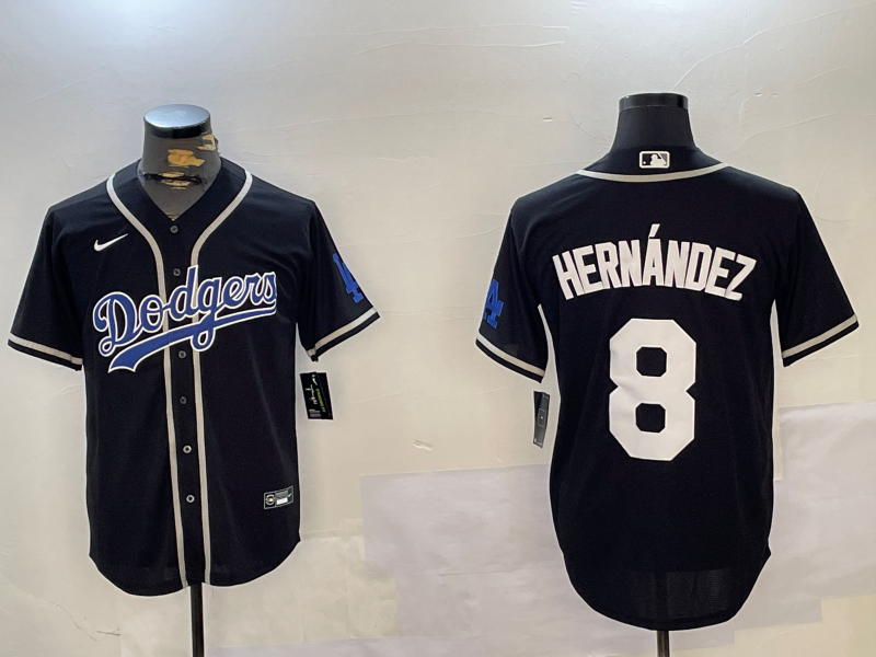 Men's Los Angeles Dodgers Enrique Hernandez #8 Black Player Jerseys