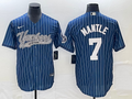 Men's New York Yankees Mickey Mantle #7 Blue Player Jerseys Joint Edition