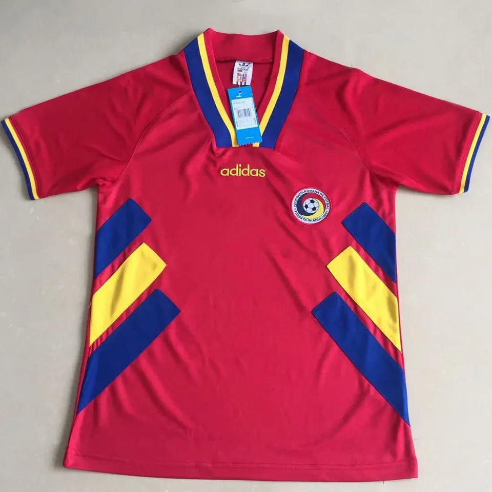 1994 România Red Retro Soccer Jersey Front