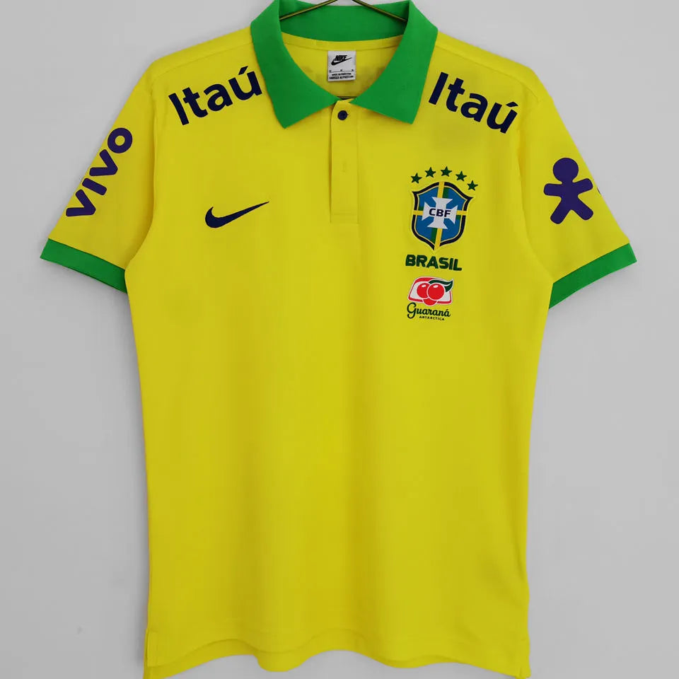 2023 Brazil Yellow Polo Short Jersey Front