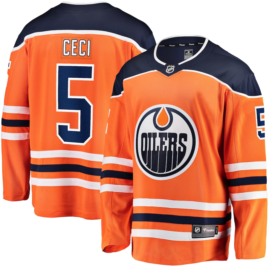 Men's Edmonton Oilers Cody Ceci #5 Orange Home Breakaway Player Jerseys
