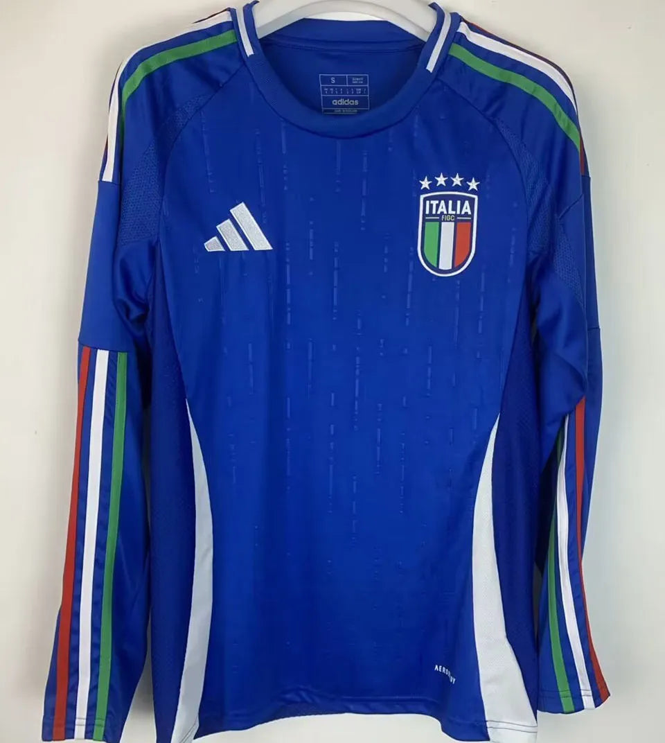 2024/25 Italy Home Blue Fans Long Sleeve Jersey Front