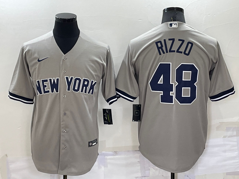 Men's New York Yankees Anthony Rizzo #48 Gray Replica Baseball Jerseys