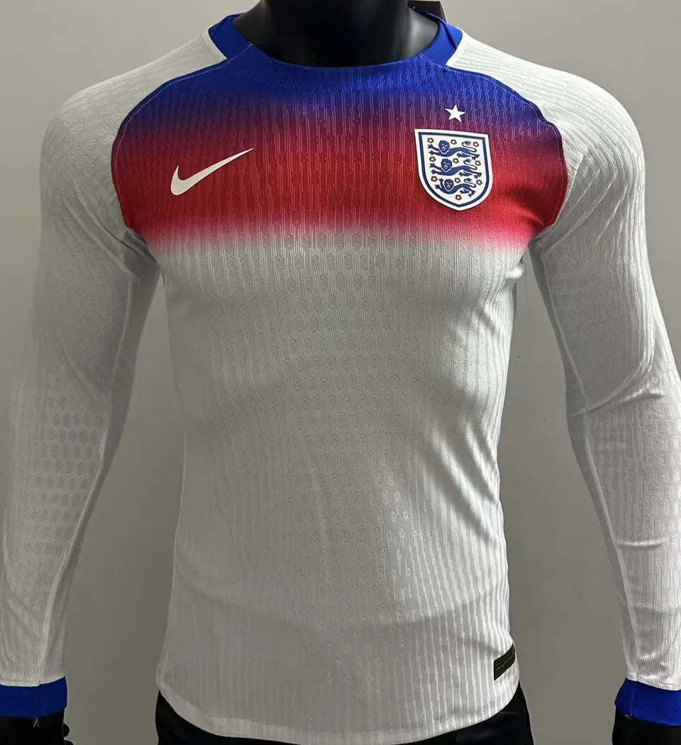 2025/26 England Home White Player Version Long Sleeve Soccer Jersey Front