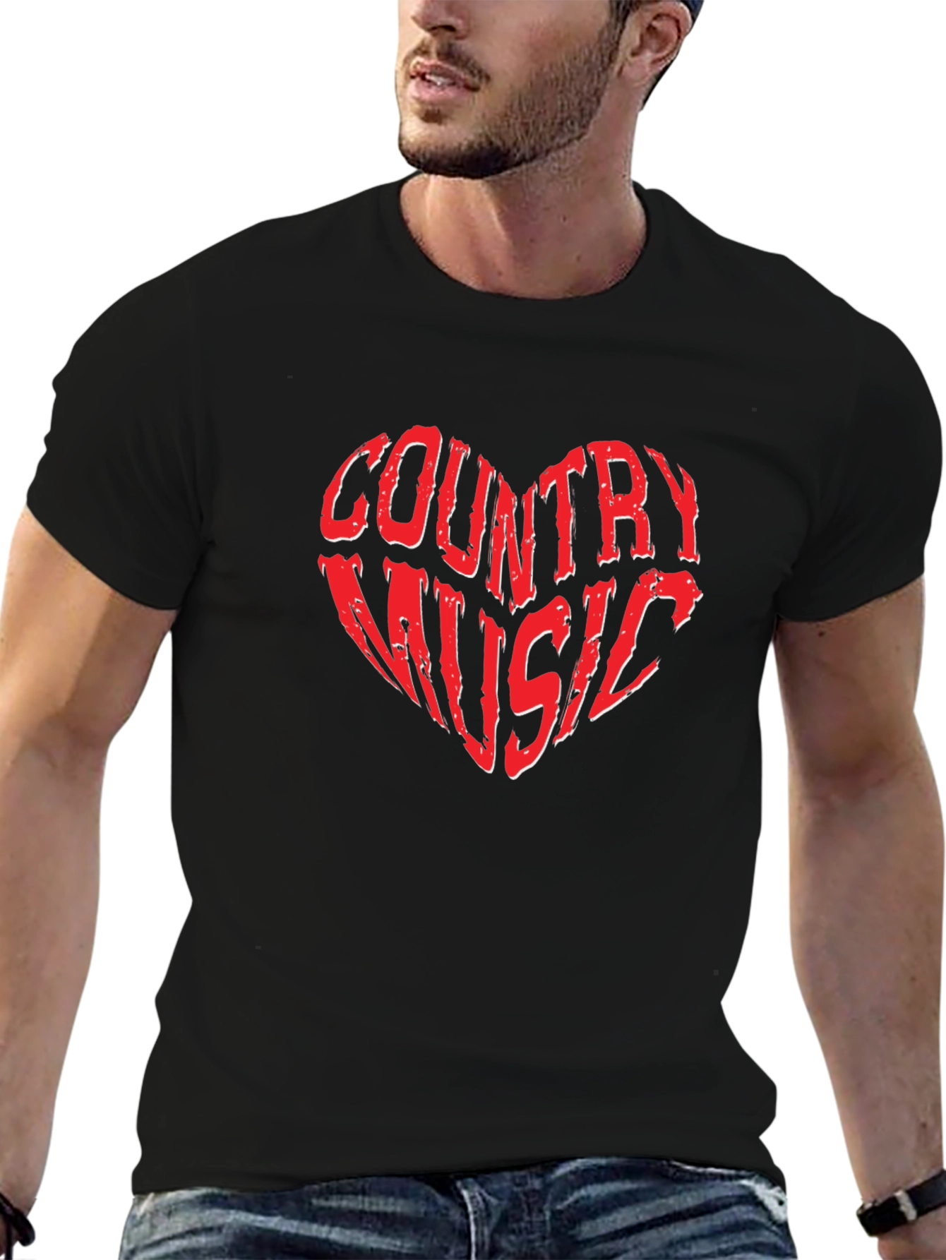 Country Music Heart Graphic Tee - Black