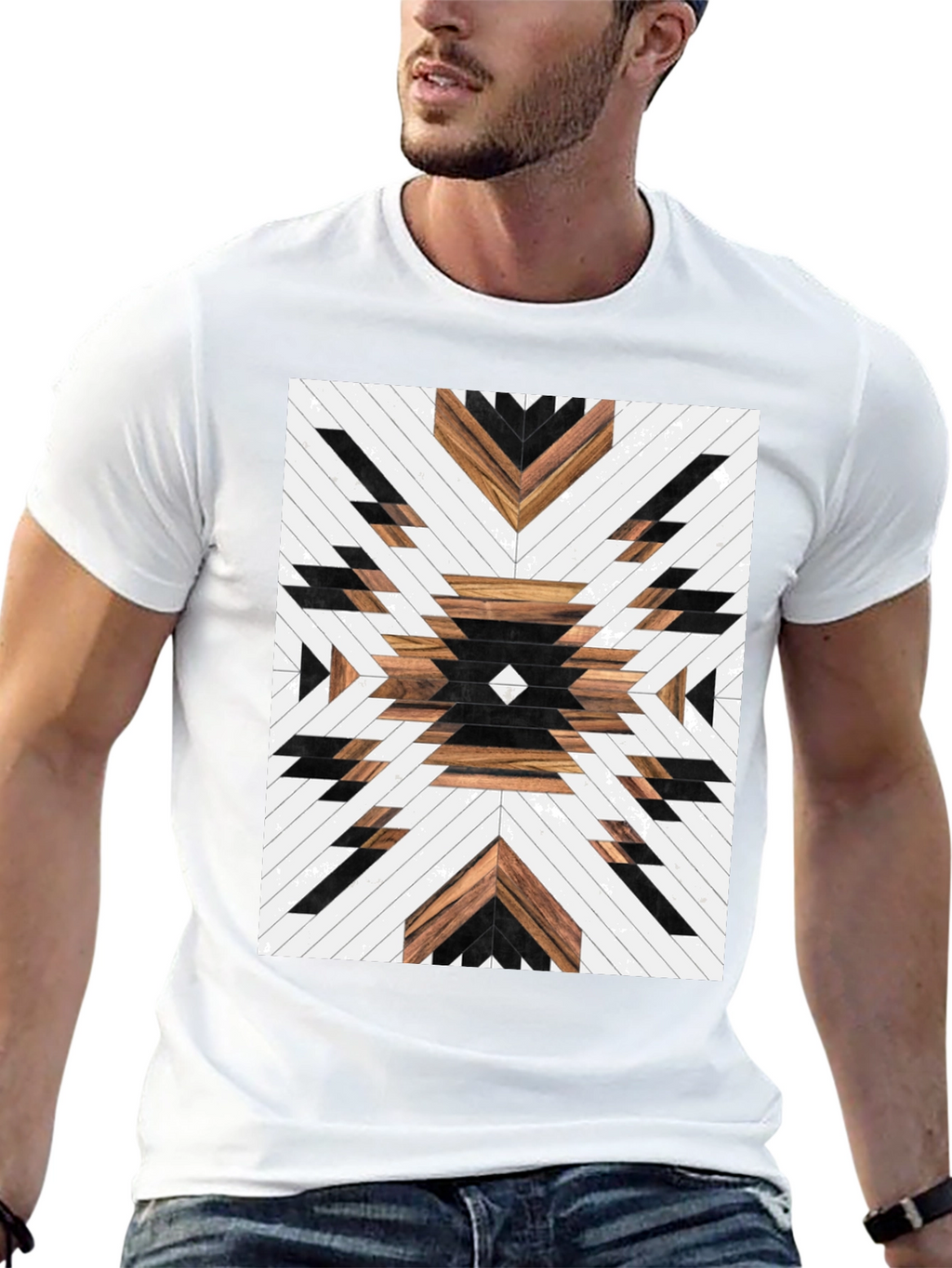 Aztec Wood Pattern Graphic Tee