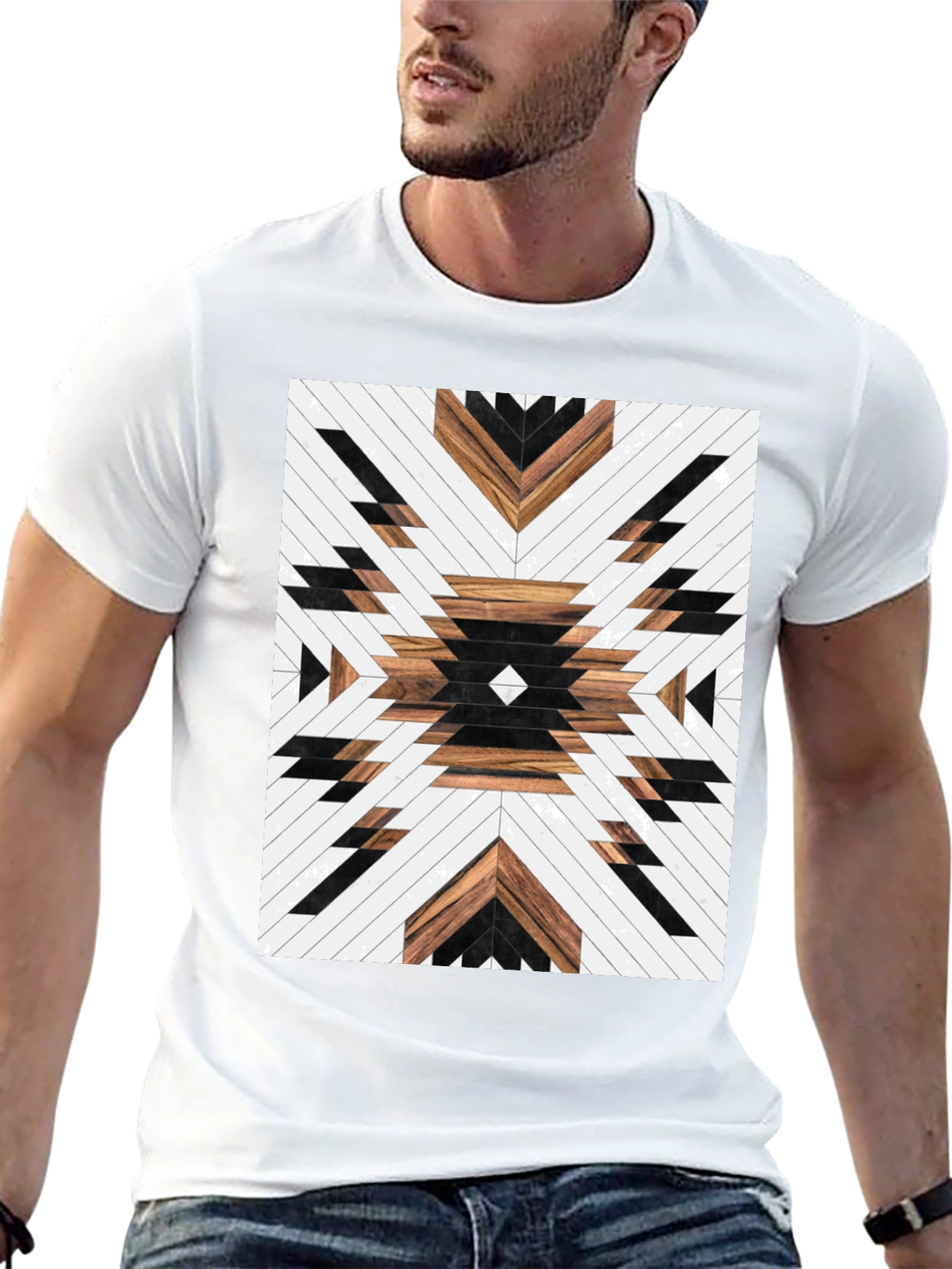 Aztec Wood Pattern Graphic Tee