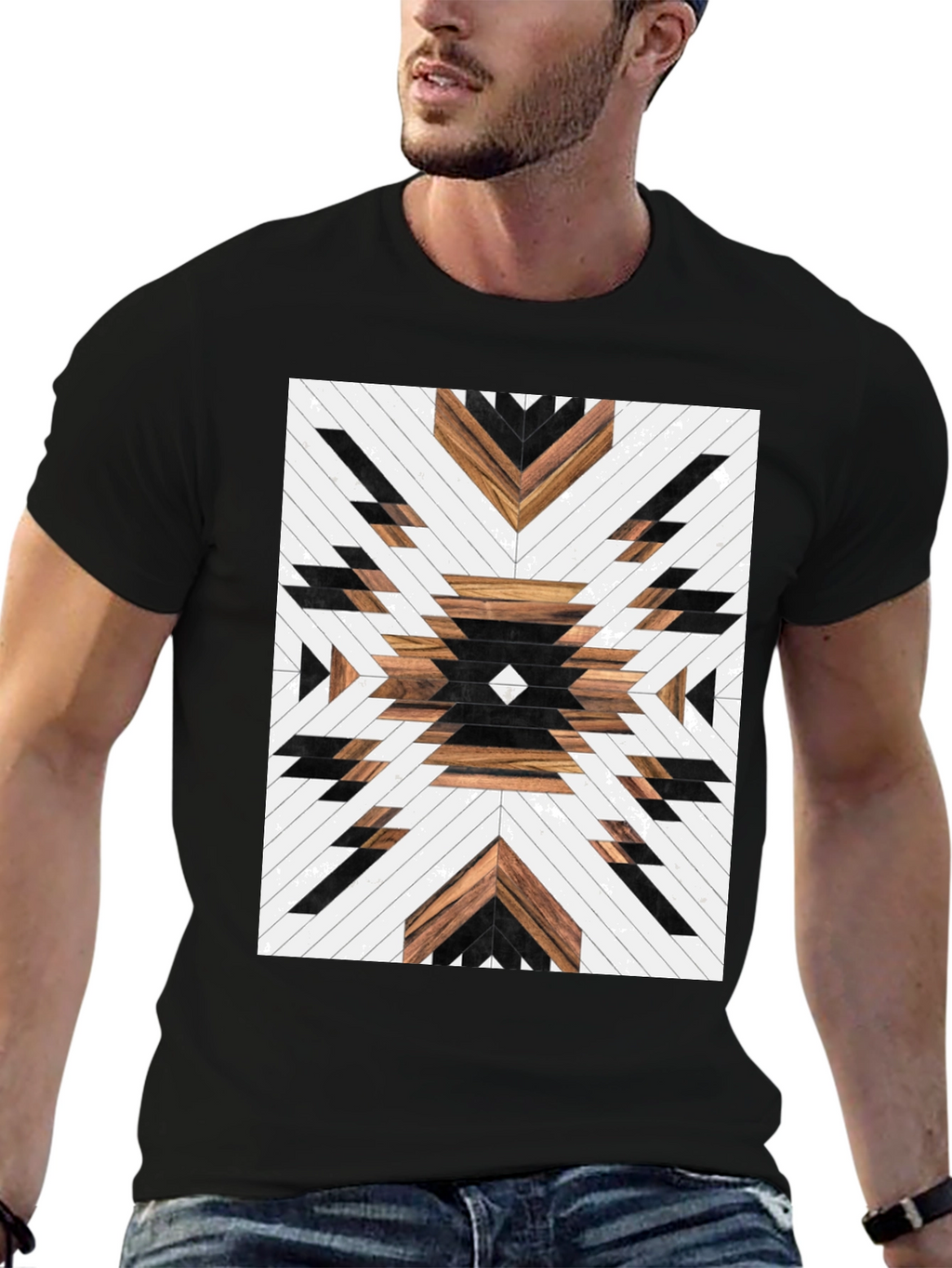 Aztec Wood Pattern Graphic Tee