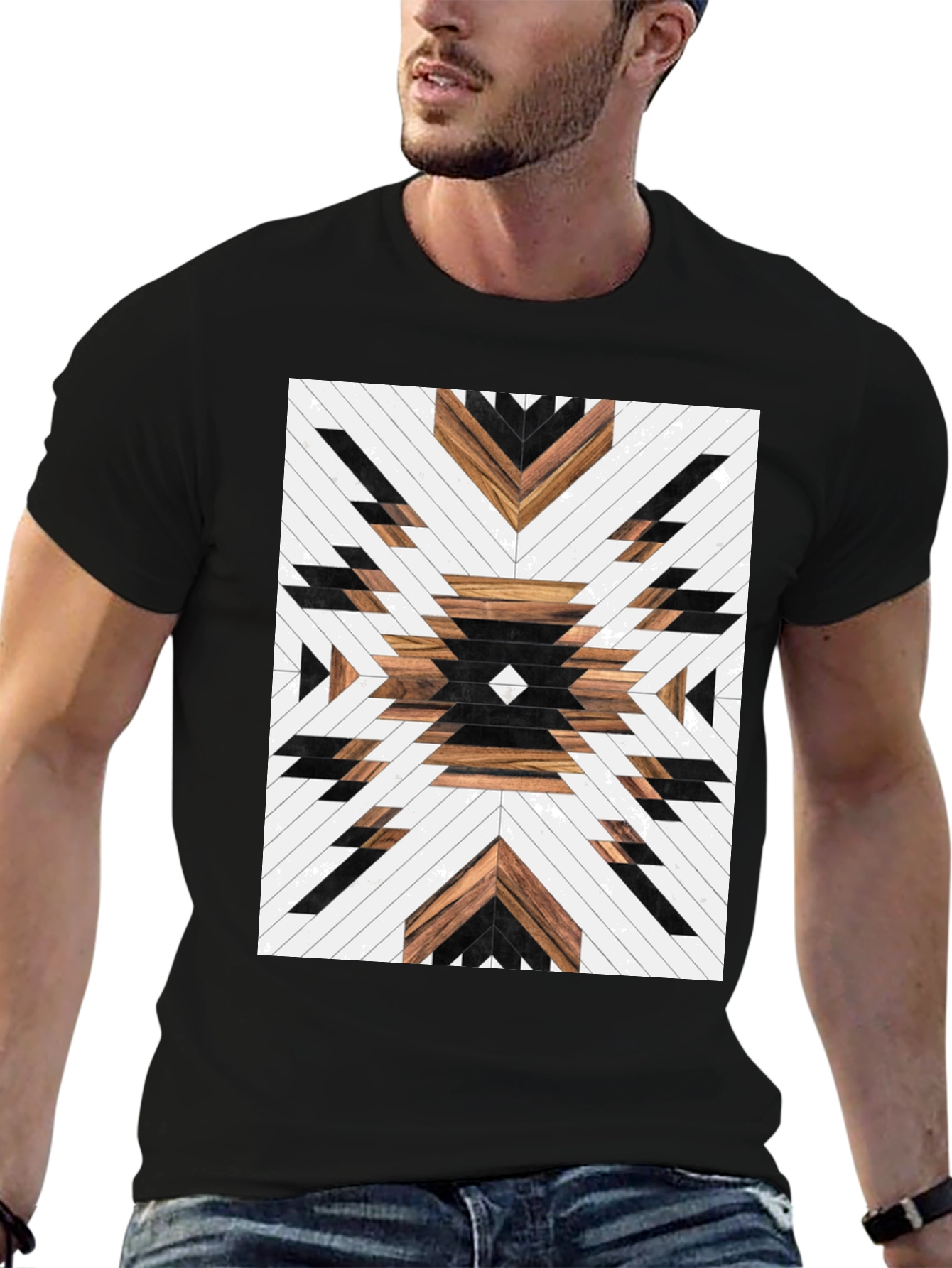 Aztec Wood Pattern Graphic Tee