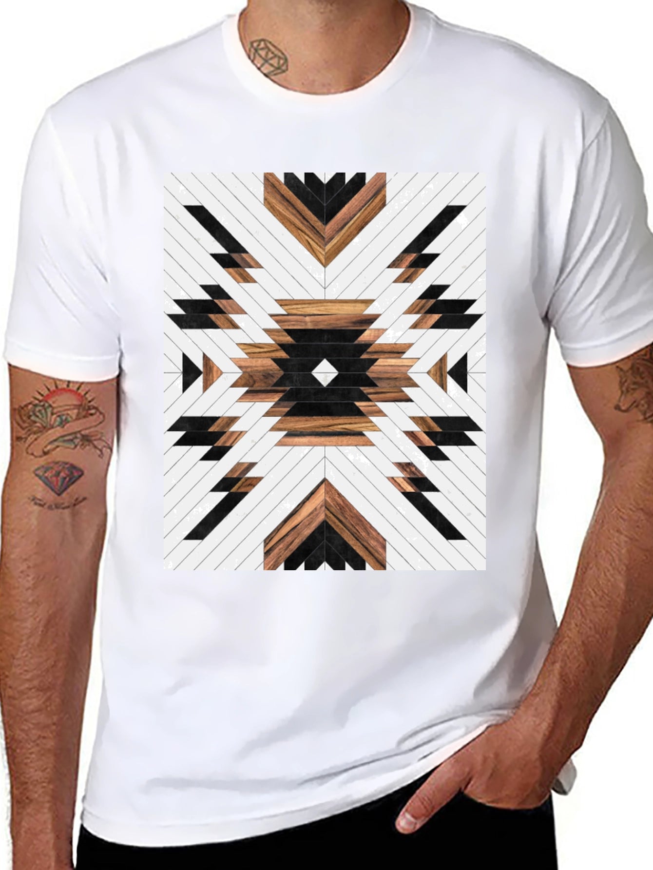 Aztec Wood Pattern Graphic Tee