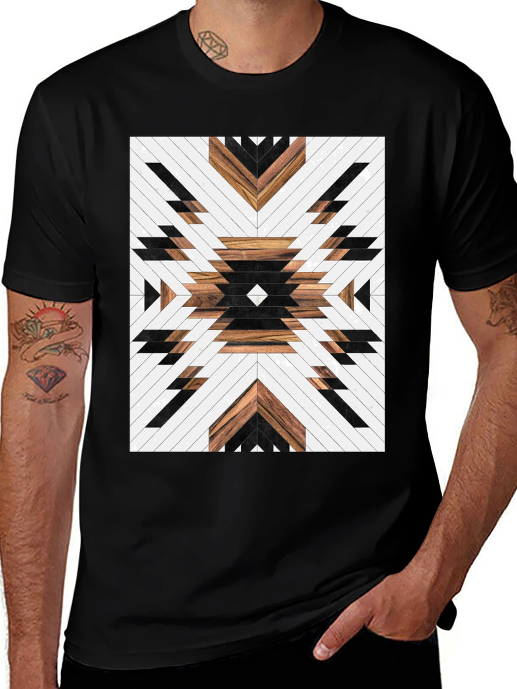 Aztec Wood Pattern Graphic Tee