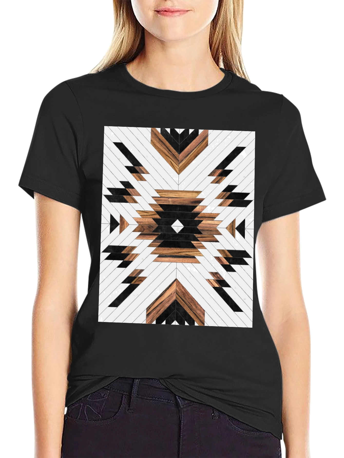 Aztec Wood Pattern Graphic Tee