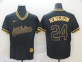 Men's Oakland Athletics Rickey Henderson #24 Black Replica Baseball Jerseys
