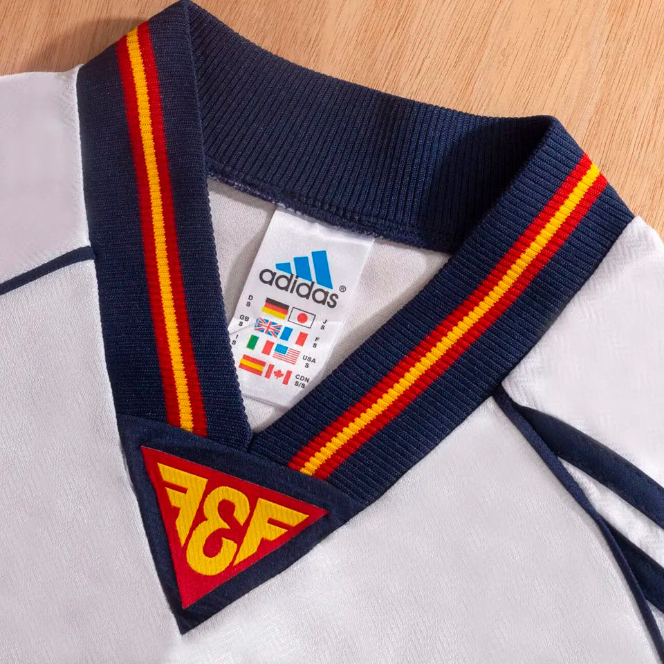 1998 Spain Away Retro Soccer Jersey Detail 1