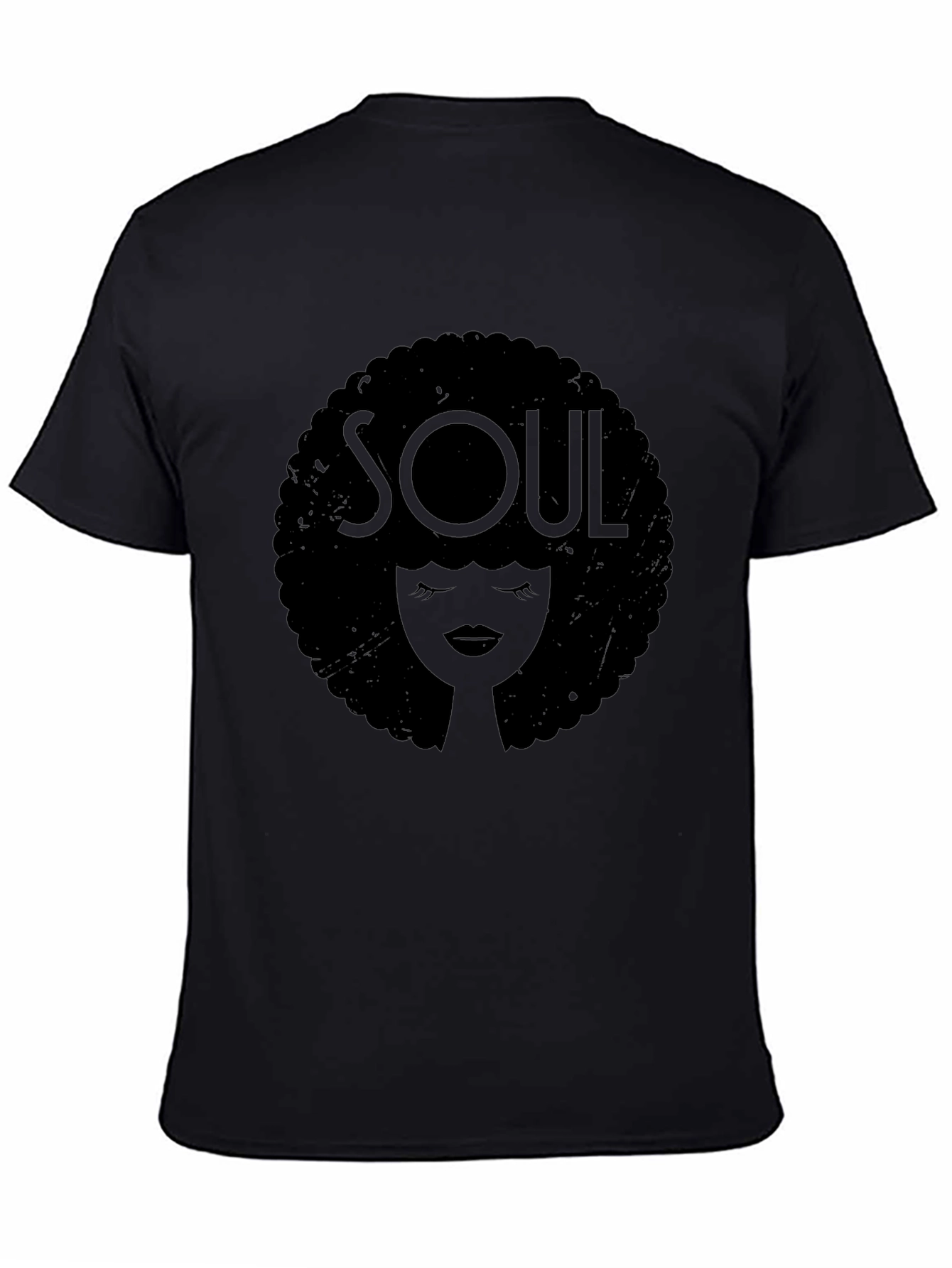 Soul Afro Graphic Print Black T-Shirt