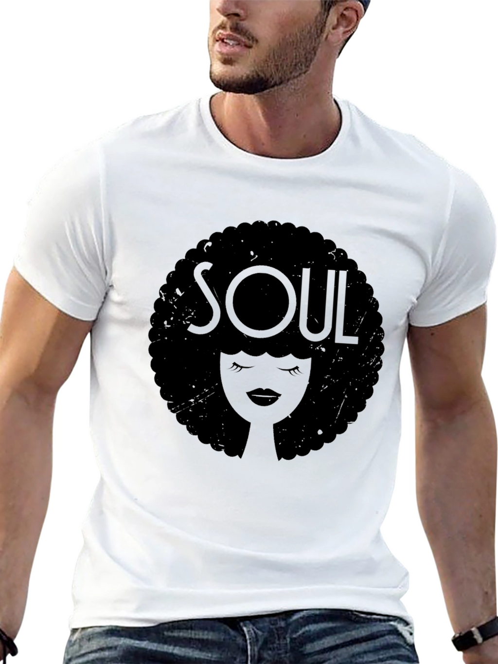 Soul Afro Graphic Print Black T-Shirt