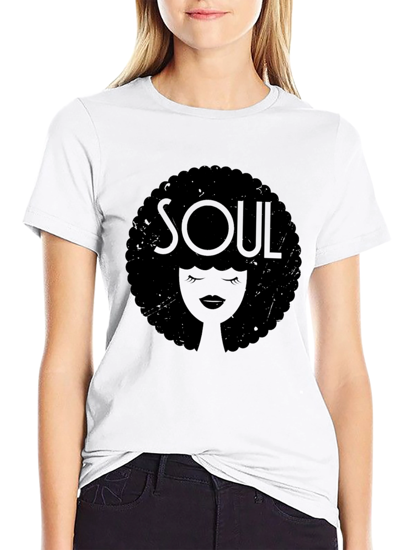 Soul Afro Graphic Print Black T-Shirt