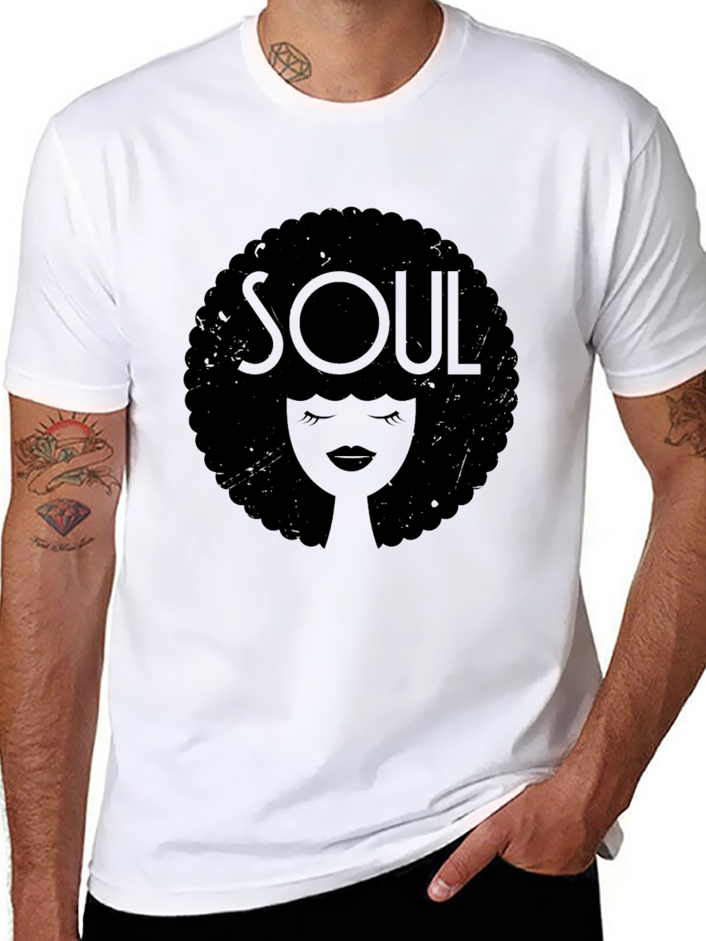 Soul Afro Graphic Print Black T-Shirt