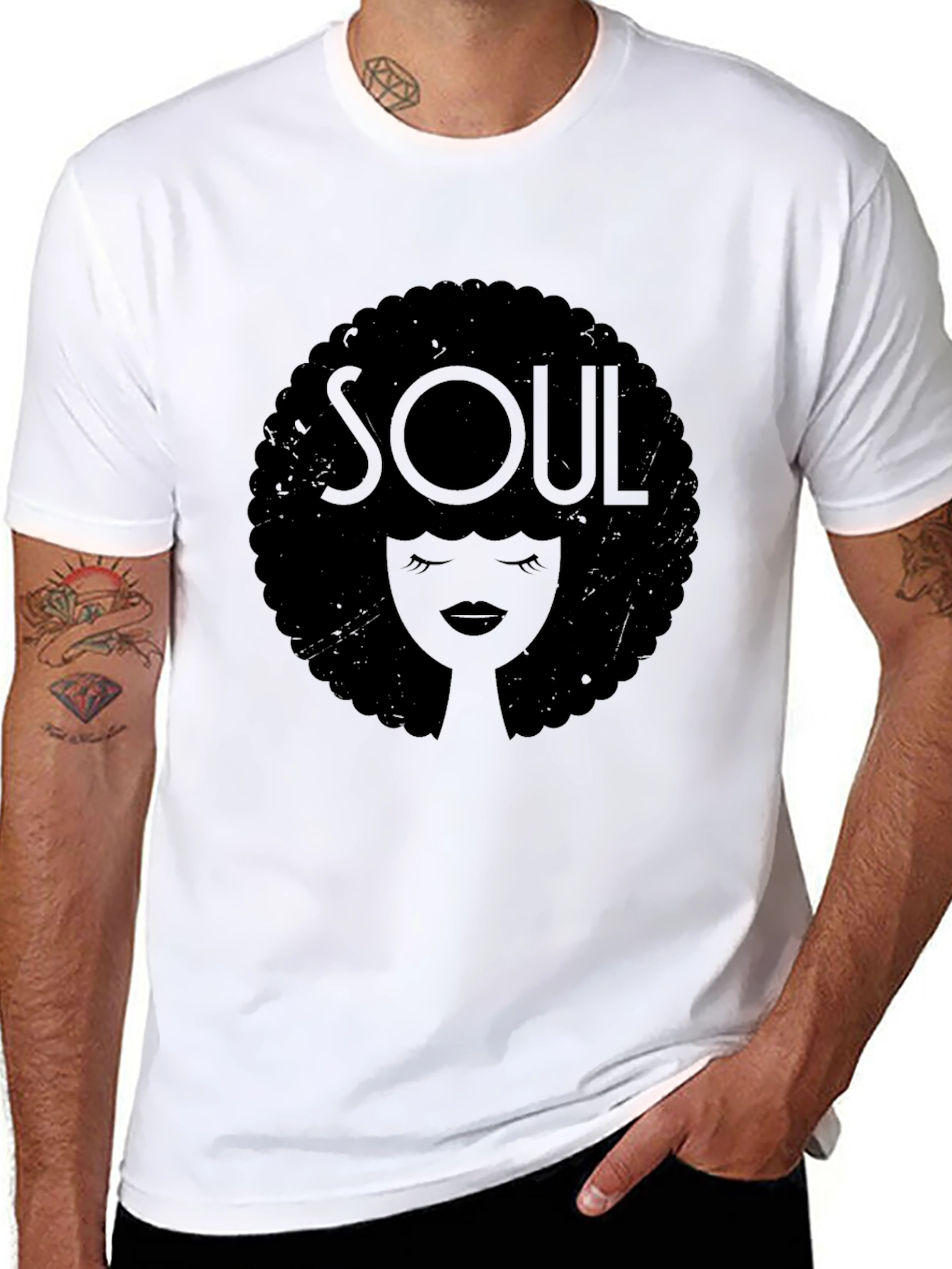 Soul Afro Graphic Print Black T-Shirt
