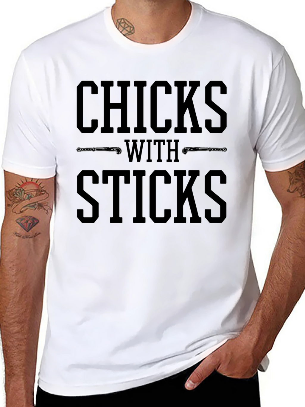 Chicks With Sticks Black T-Shirt