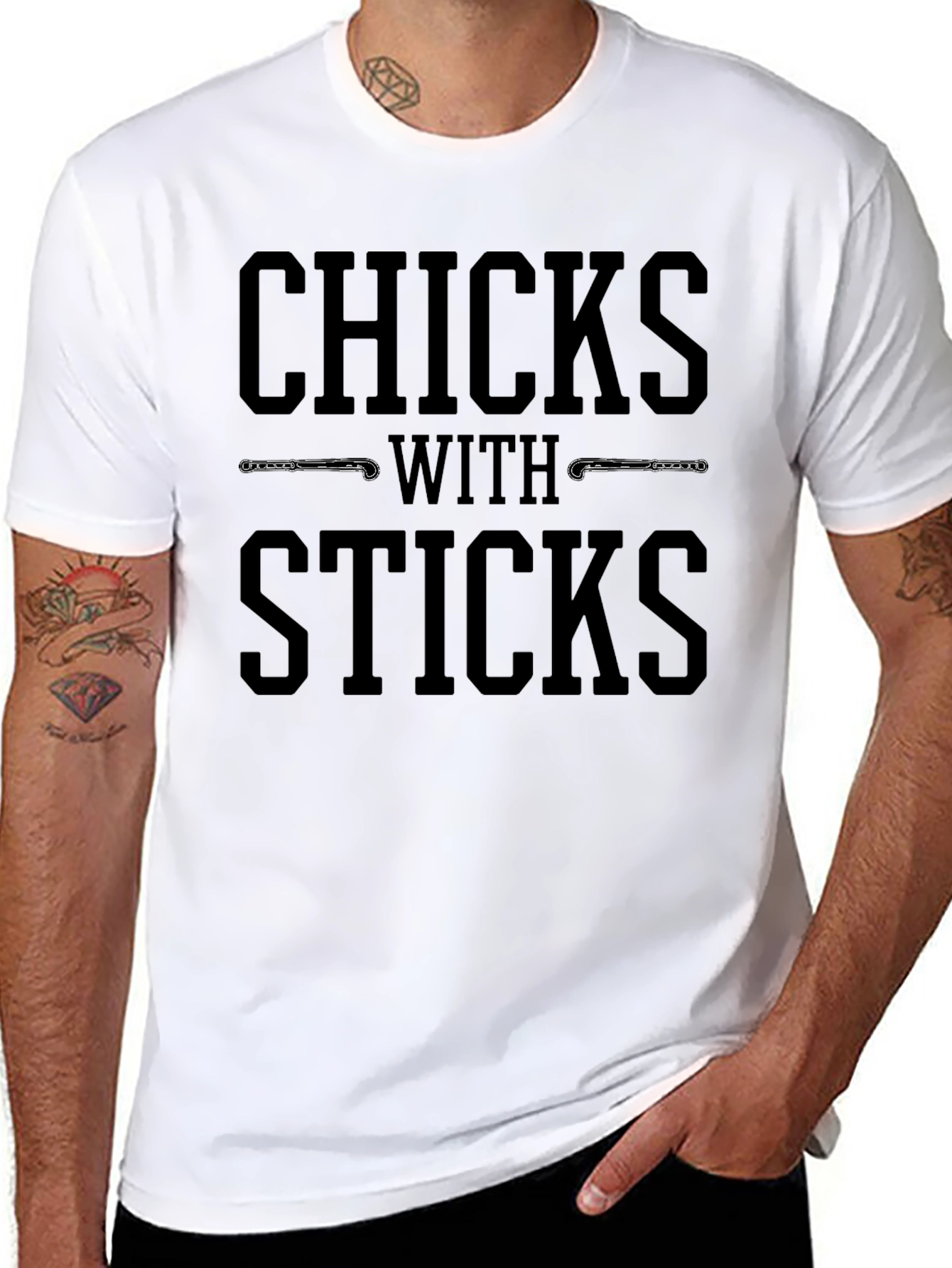 Chicks With Sticks Black T-Shirt