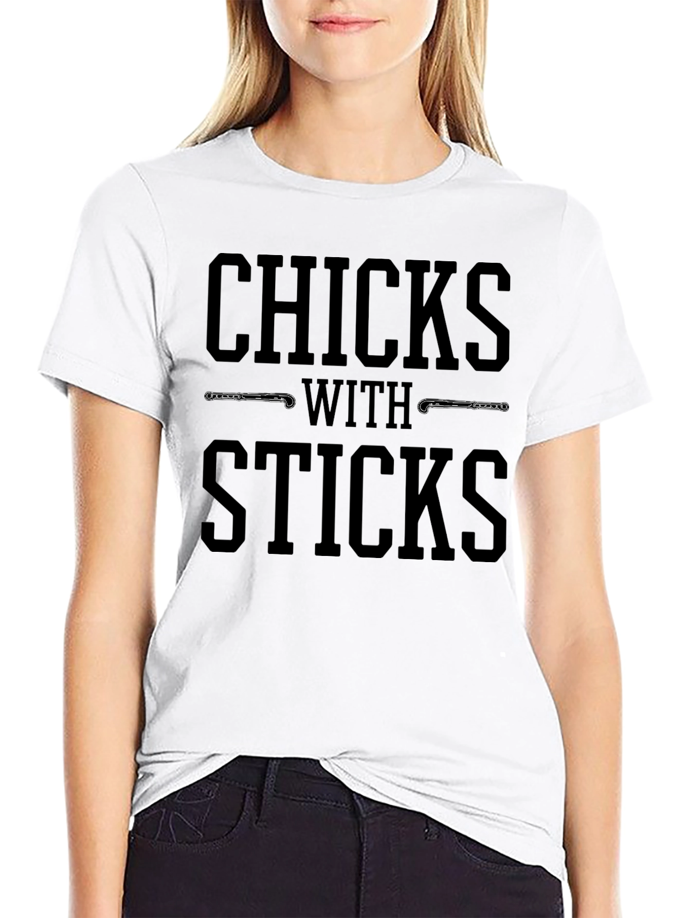 Chicks With Sticks Black T-Shirt