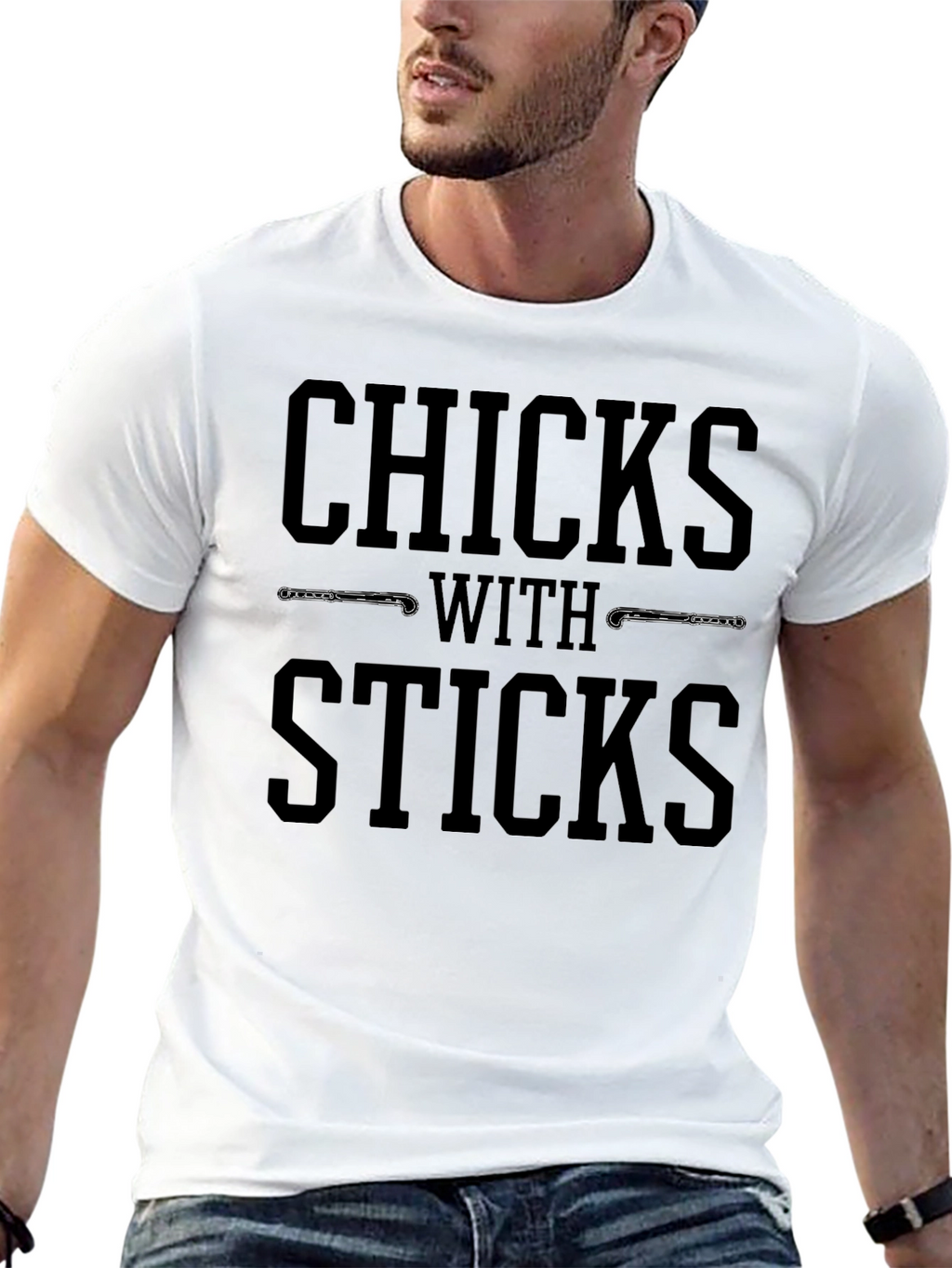 Chicks With Sticks Black T-Shirt