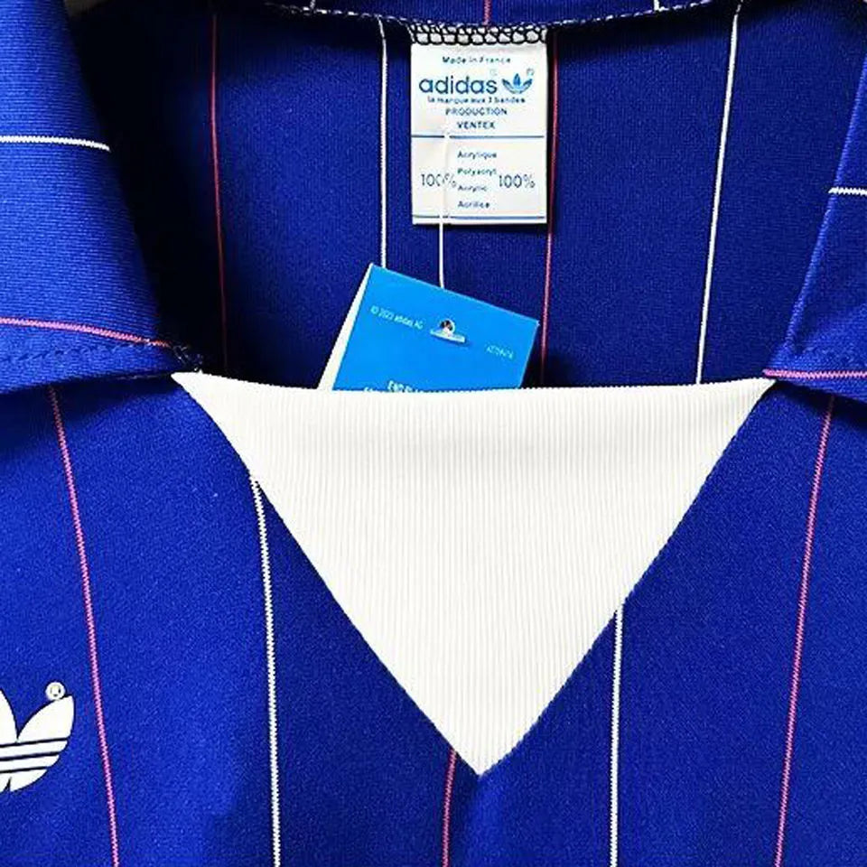 1980/82 France Home Blue Retro Long Sleeve Jersey Detail 1