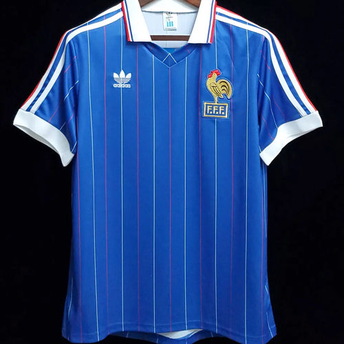 1982 France Home Blue Retro Soccer Jersey Back
