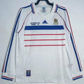 1998 France Away White Long Sleeve Retro Soccer Jersey Front