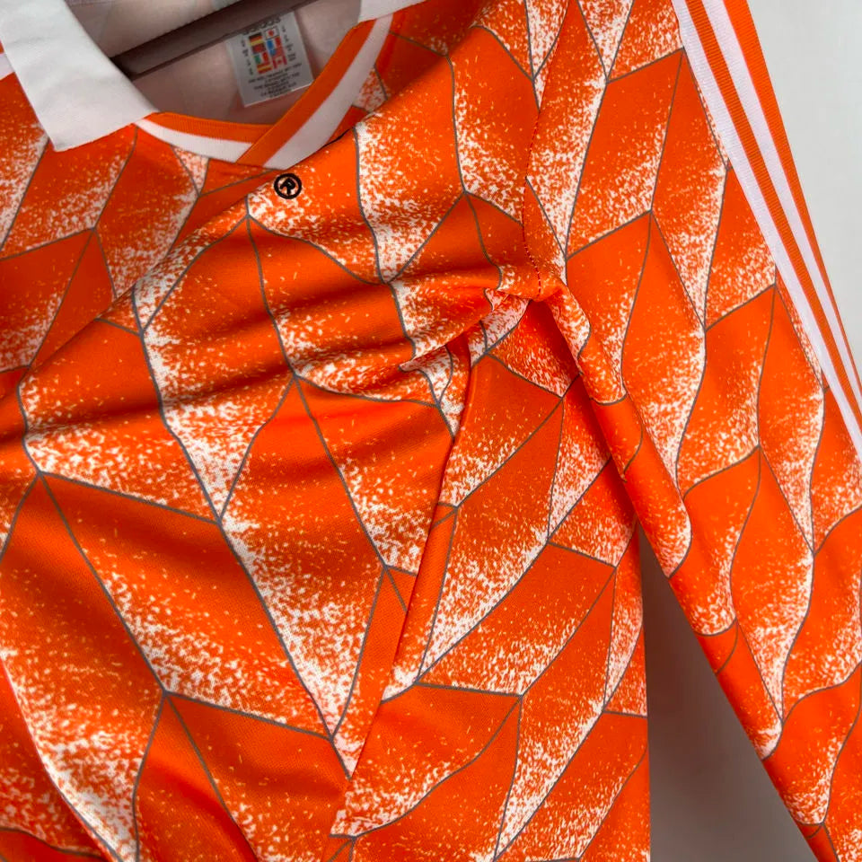1988 NL Home Orange Retro Long Sleeve Jersey Detail 4