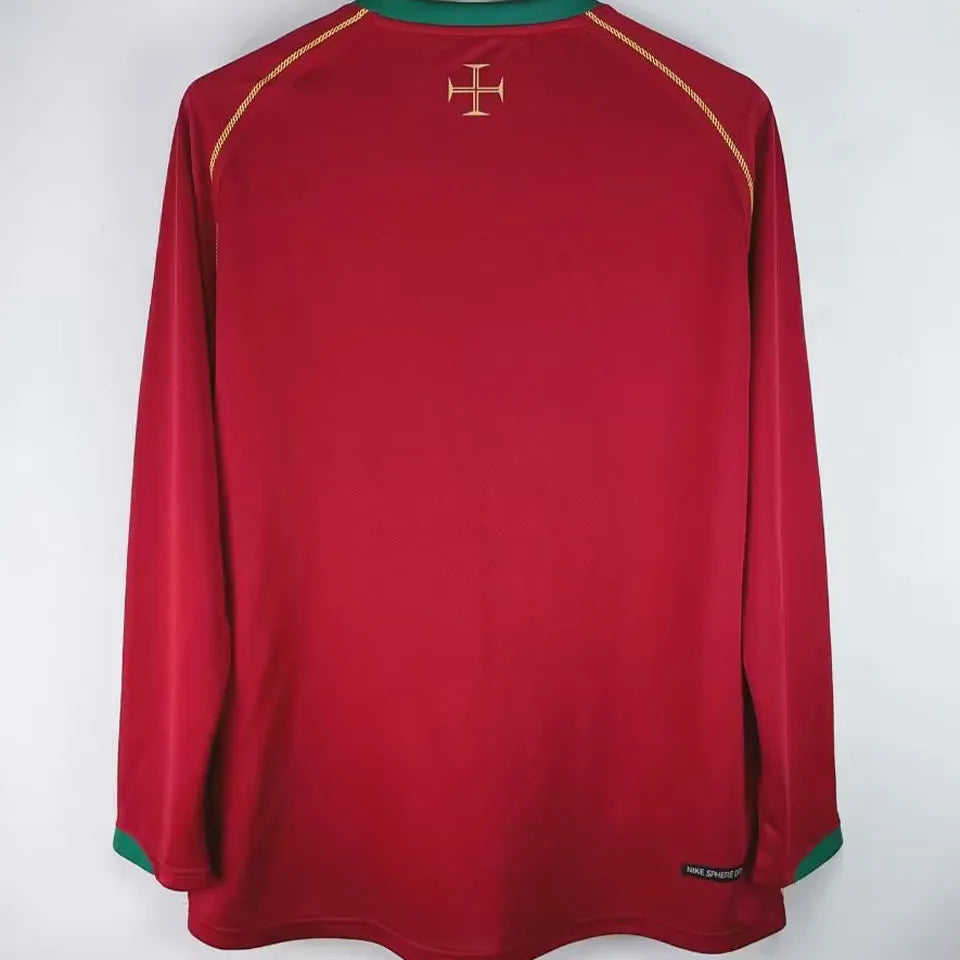2006 Portugal Home Retro Long Sleeve Soccer Jersey Back