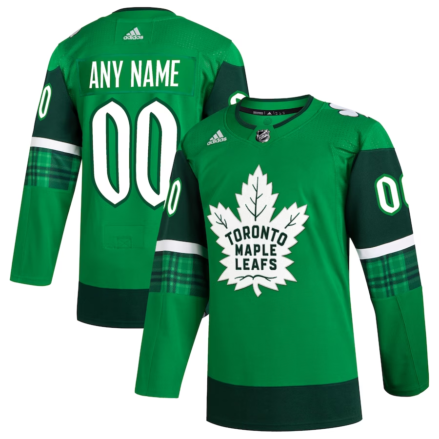 Men's Toronto Maple Leafs Kelly Green St. Patrick's Day Authentic Custom Jerseys